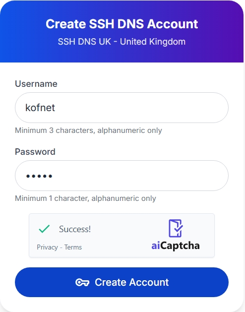 Enter Username and Password